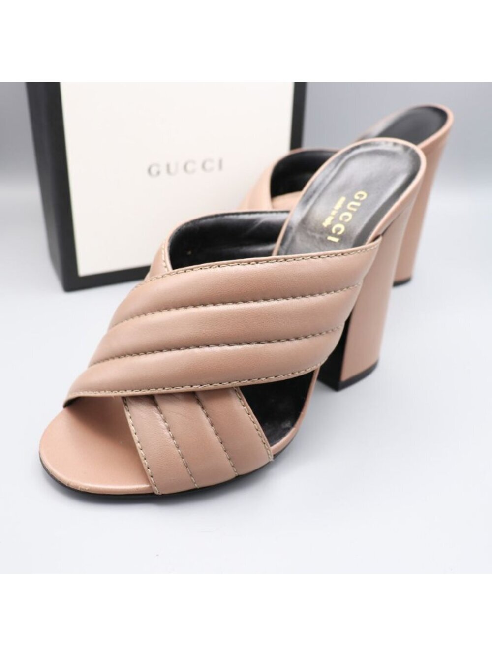 GUCCI Webby Quilted Leather Slide Sandals Size EU 37